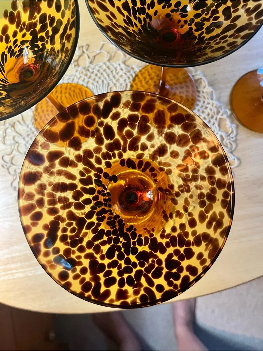 Set of Amber Tortoiseshell Martini Glasses